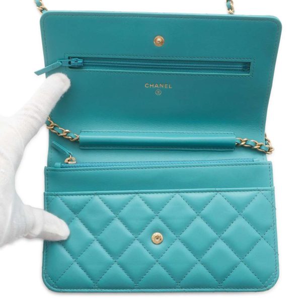 CHANEL Matelasse Chain wallet Light Blue A33814 Lambskin Hot on Sale