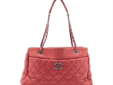 Chanel Coco Leather Chain Top Bag Red Black X Silver G  18th Sale