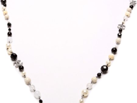 Chanel CC Crystal Faux Pearl Bead Long Necklace For Cheap