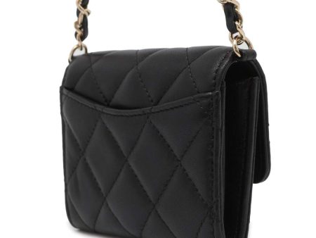 CHANEL Matelasse Pearl Chain Wallet Black AP2583 Lambskin on Sale