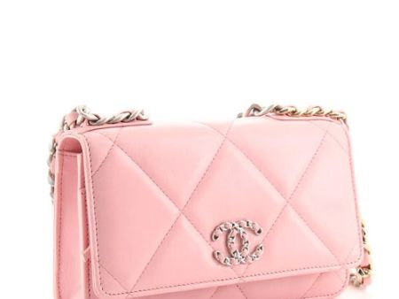 CHANEL QUILTED LAMBSKIN CHANEL 19 WALLET ON CHAIN WOC For Cheap