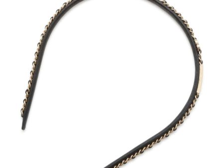 CHANEL CC Logo Chain Headband Black Leather Sale