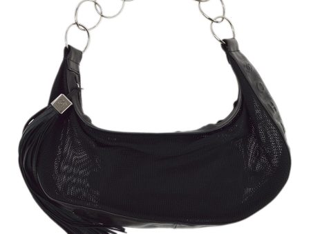 Chanel Black Canvas Fringe Mesh Shoulder Bag Discount