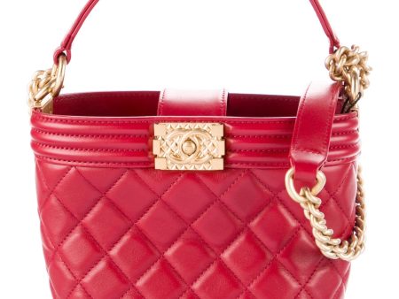 CHANEL QUILTED CALFSKIN LEATHER BOY BUCKET BAG For Discount