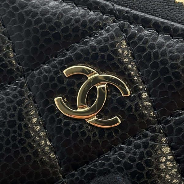 CHANEL Matelasse Classic Zip Coin Purse Black AP0216 Caviar Leather For Discount