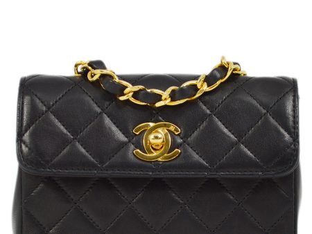 Chanel Black Lambskin Straight Flap Chain Shoulder Bag Cheap