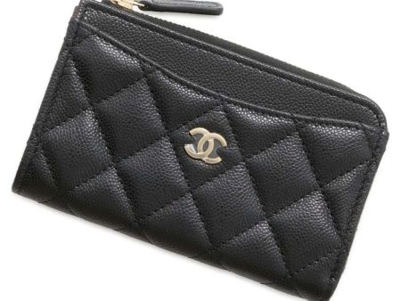 CHANEL Matelasse Classic Zip Card Coin Purse Black AP3179 Caviar Leather Online now