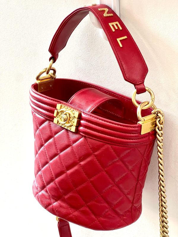 CHANEL QUILTED CALFSKIN LEATHER BOY BUCKET BAG For Discount