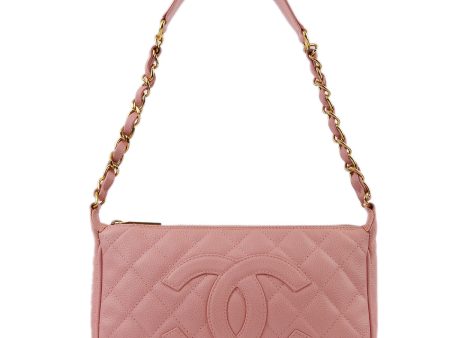 Chanel Pink Caviar Hobo Chain Handbag For Discount