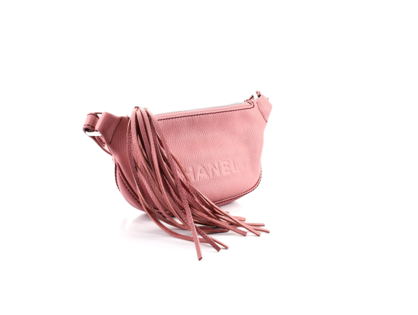 Chanel Lax Crossbody Bag Pebbled Leather Pink Discount