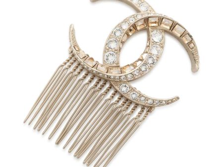 CHANEL CC Logo Hair Comb Metal strass Fashion