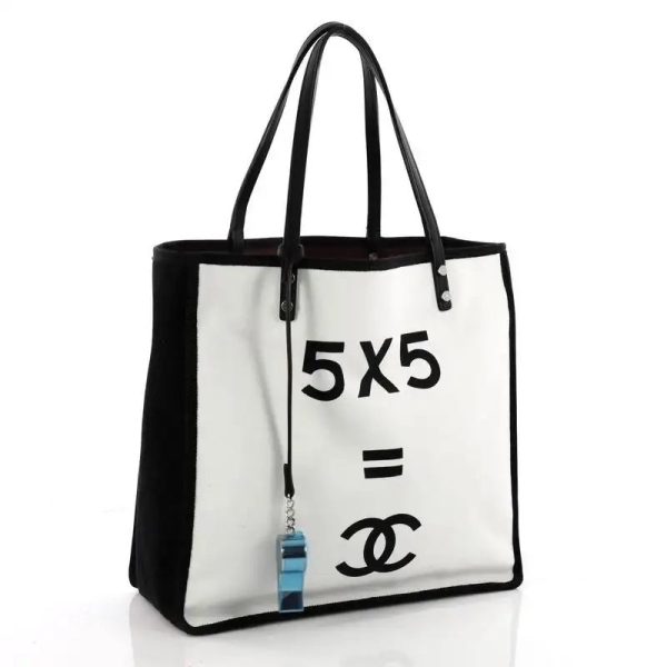 CHANEL LET S DEMONSTRATE CANVAS TOTE BAG For Discount