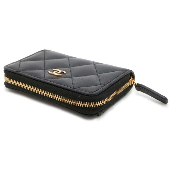 CHANEL Matelasse Classic Zip Coin Purse Black AP0216 Caviar Leather For Discount