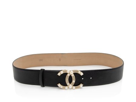 Chanel Lambskin CC Pearl Belt - Size 34   85 For Discount