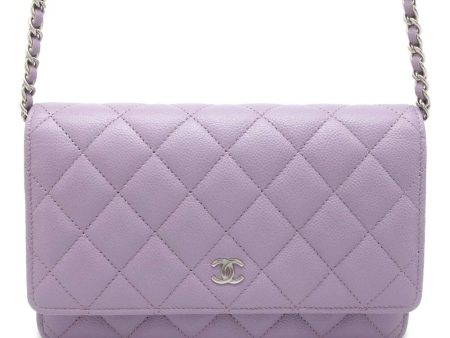 CHANEL Classic Matelasse CC Logo Chain Wallet Light Purple AP0250 Caviar Leather Cheap