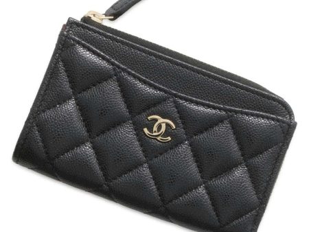 CHANEL Matelasse Classic Zip Card Coin Purse Black AP3179 Soft Caviar Leather For Cheap