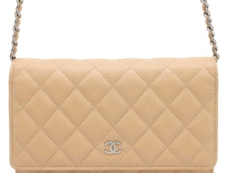 CHANEL Matelasse Chain wallet Beige AP0250 Caviar Leather on Sale