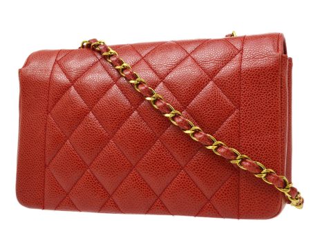 CHANEL 1991-1994 Red Caviar Diana Small 91859 Hot on Sale