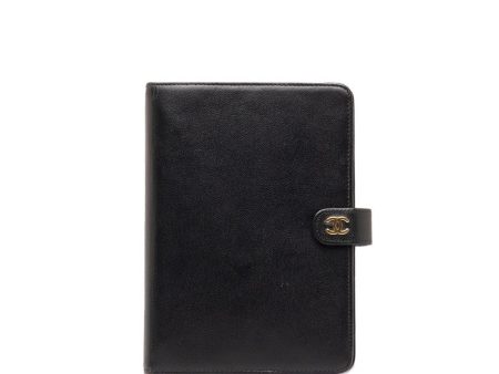 Chanel Coco Handbook Cover Binder 6 s Black Leather  Chanel For Cheap