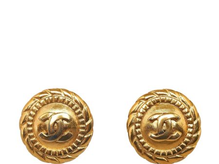 Chanel CC Clip-on Earrings (SHG-3LlGNd) For Sale