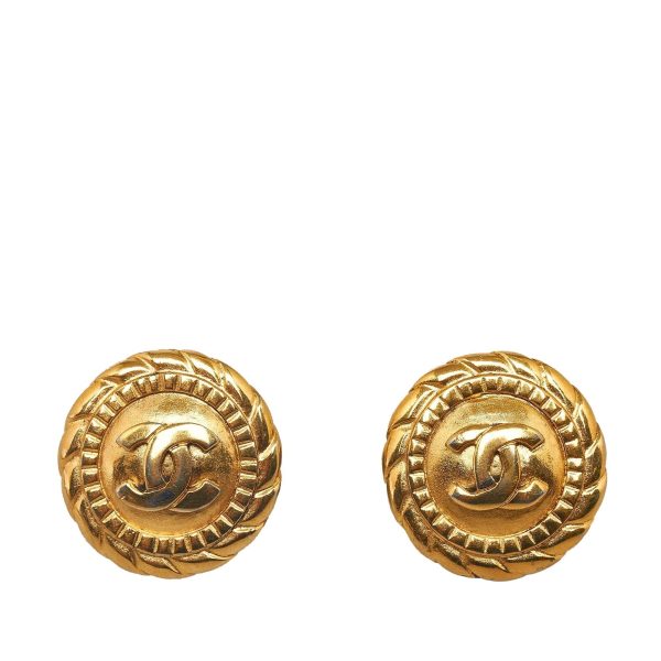 Chanel CC Clip-on Earrings (SHG-3LlGNd) For Sale