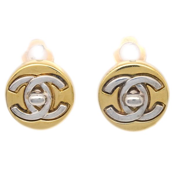 Chanel Turnlock Earrings Clip-On Gold 97A Cheap