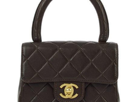 Chanel Brown Lambskin Classic Flap Micro Handbag Discount