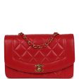 Vintage Chanel Small Diana Flap Bag Red Lambskin Gold Hardware For Discount