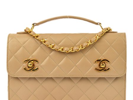 Chanel * Beige Lambskin 2way Handbag Fashion