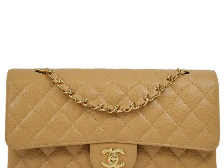 Chanel Beige Caviar Medium Classic Double Flap Shoulder Bag Sale