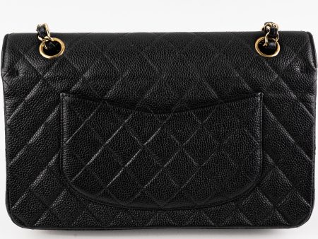 ITEM 17 - Chanel Vintage Classic Medium Large Black Caviar 24K Gold For Discount