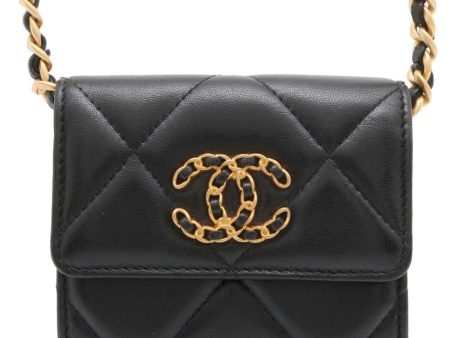 CHANEL CHANEL19 ChainShoulder Card Case Black AP2409 Lambskin Online now