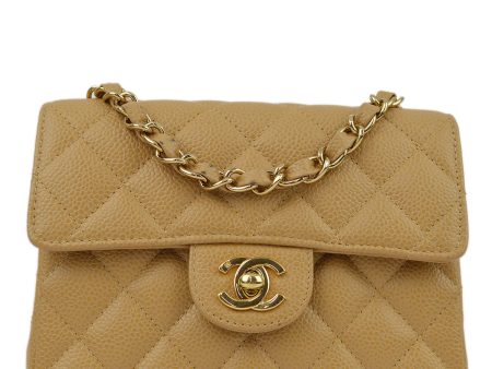 Chanel Beige Caviar Mini Classic Square Flap Shoulder Bag 17 Fashion