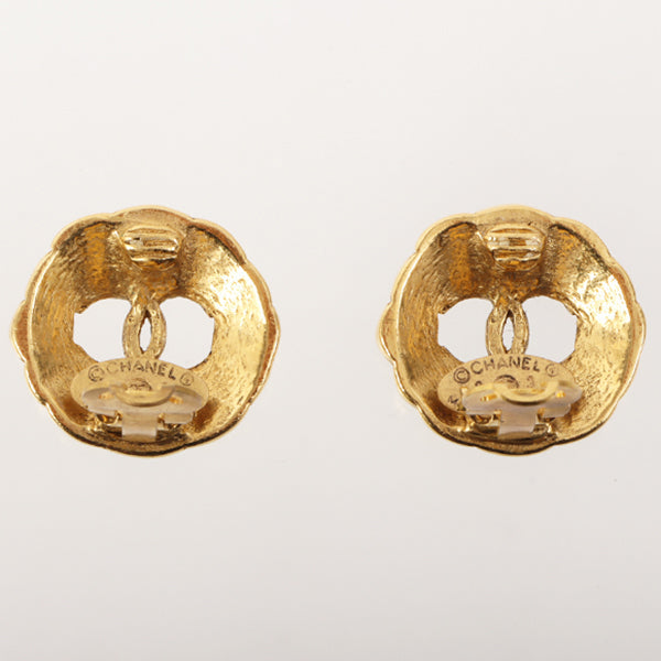 Chanel 1988 Made Round Cutout Cc Mark Earrings on Sale