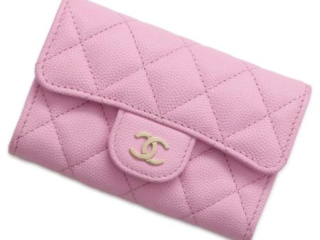 CHANEL Matelasse Classic Flap Card Case Pink AP0214 Caviar Leather Hot on Sale