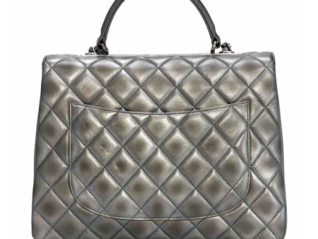 Chanel Trendy CC Bag, Metallic Gray Leather For Cheap