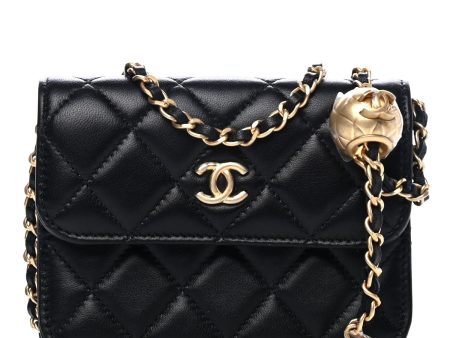 CHANEL QUILTED LAMBSKIN PEARL CRUSH CLUTCH WITH CHAIN on Sale