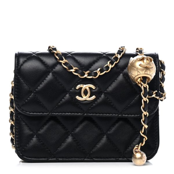 CHANEL QUILTED LAMBSKIN PEARL CRUSH CLUTCH WITH CHAIN on Sale