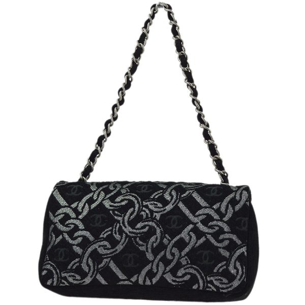 Chanel Black Canvas Classic Single Flap Chain Handbag For Sale