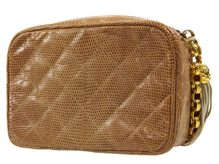 CHANEL * Fringe Bijou Chain Shoulder Bag Beige Lizard 87943 Online now