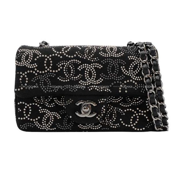 2010AW Limited Paris Shanghai Collection CHANEL Chain wallet Noir (Black) Cotton Silver Discount