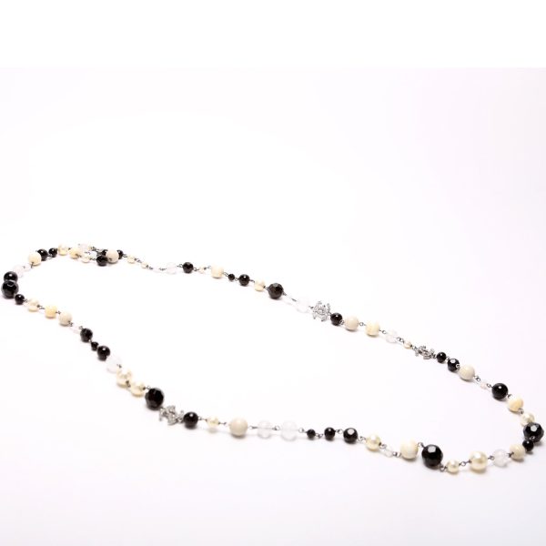 Chanel CC Crystal Faux Pearl Bead Long Necklace For Cheap