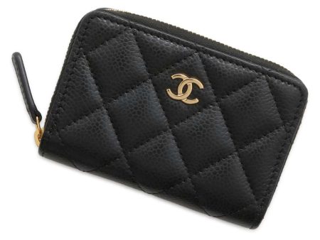 CHANEL Matelasse Classic Zip Coin Purse Black AP0216 Caviar Leather For Discount