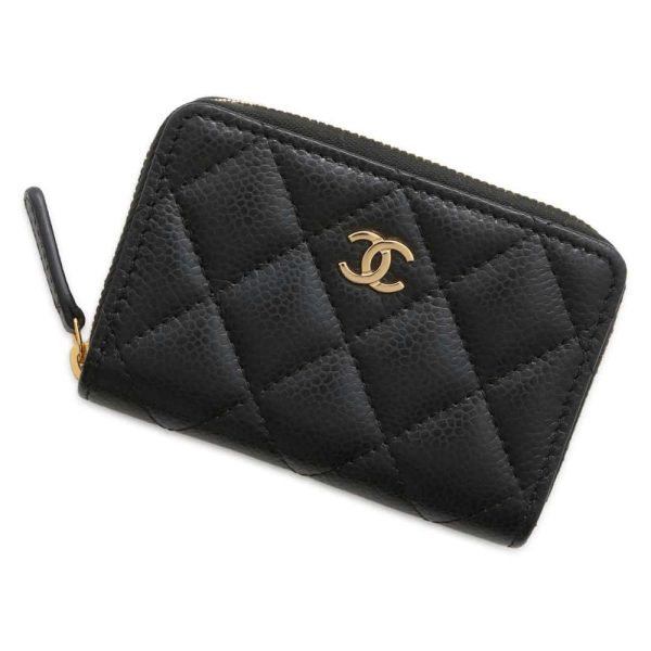 CHANEL Matelasse Classic Zip Coin Purse Black AP0216 Caviar Leather For Discount