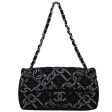 Chanel Black Canvas Classic Single Flap Chain Handbag For Sale