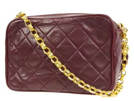 CHANEL 1991-1994 Pocket Camera Bag Mini Bordeaux Lambskin 87986 on Sale