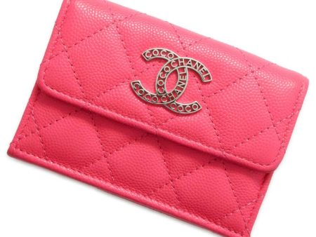 CHANEL CC Logo Small Flap Wallet Pink AP3827 Caviar Leather on Sale