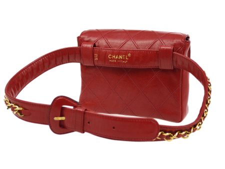 CHANEL 1991-1994 Red Lambskin Cosmoline Belt Bag #70 01308 Sale