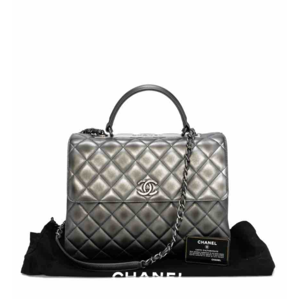 Chanel Trendy CC Bag, Metallic Gray Leather For Cheap