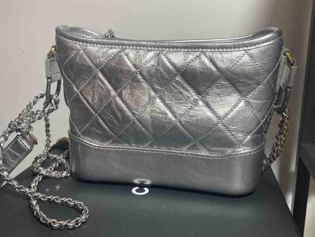 Chanel Gabrielle Shoulder Bag, Silver Quilted Leather, Medium Online